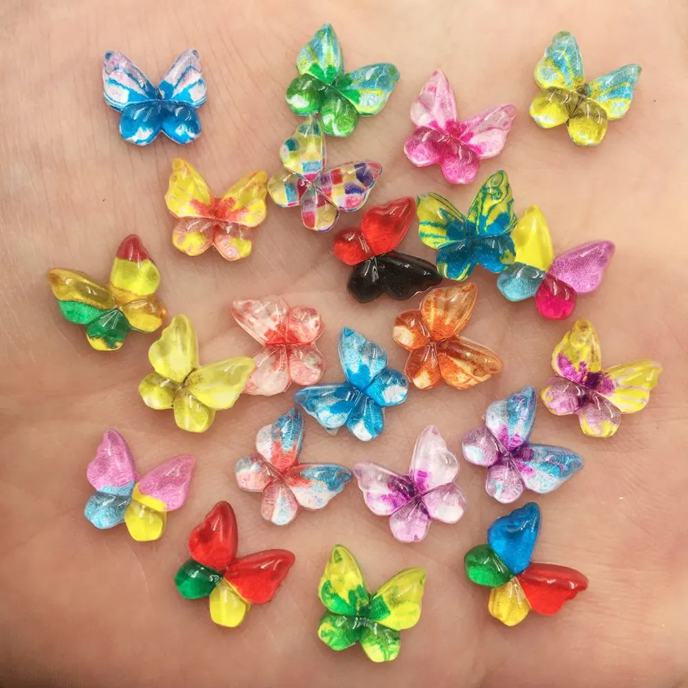 Nail Art Glossy - Kawaii فراشة صغيرة فلاتباك حجر الراين