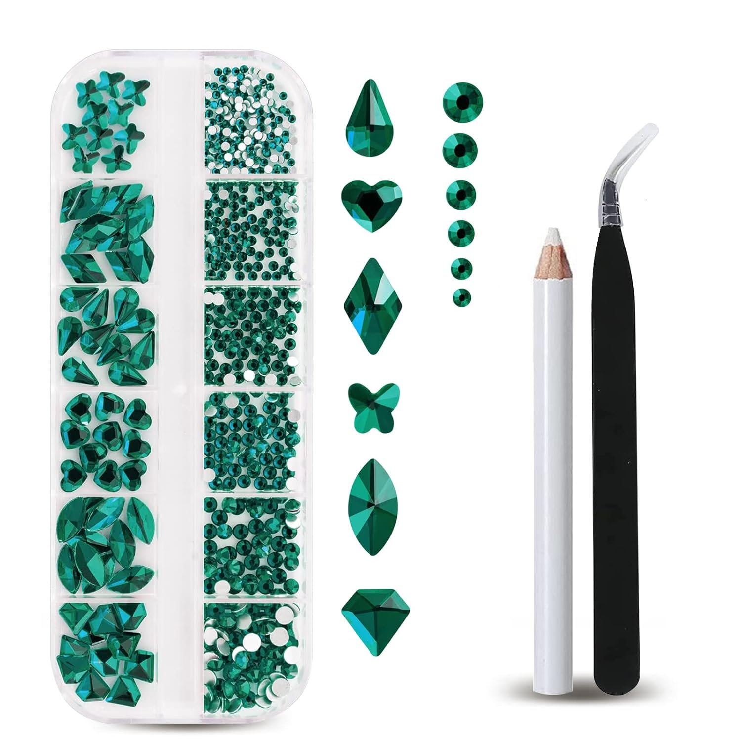 12 شبكة من أحجار الراين المسطح - مراجعة Nail Art Emerald Green وسعره