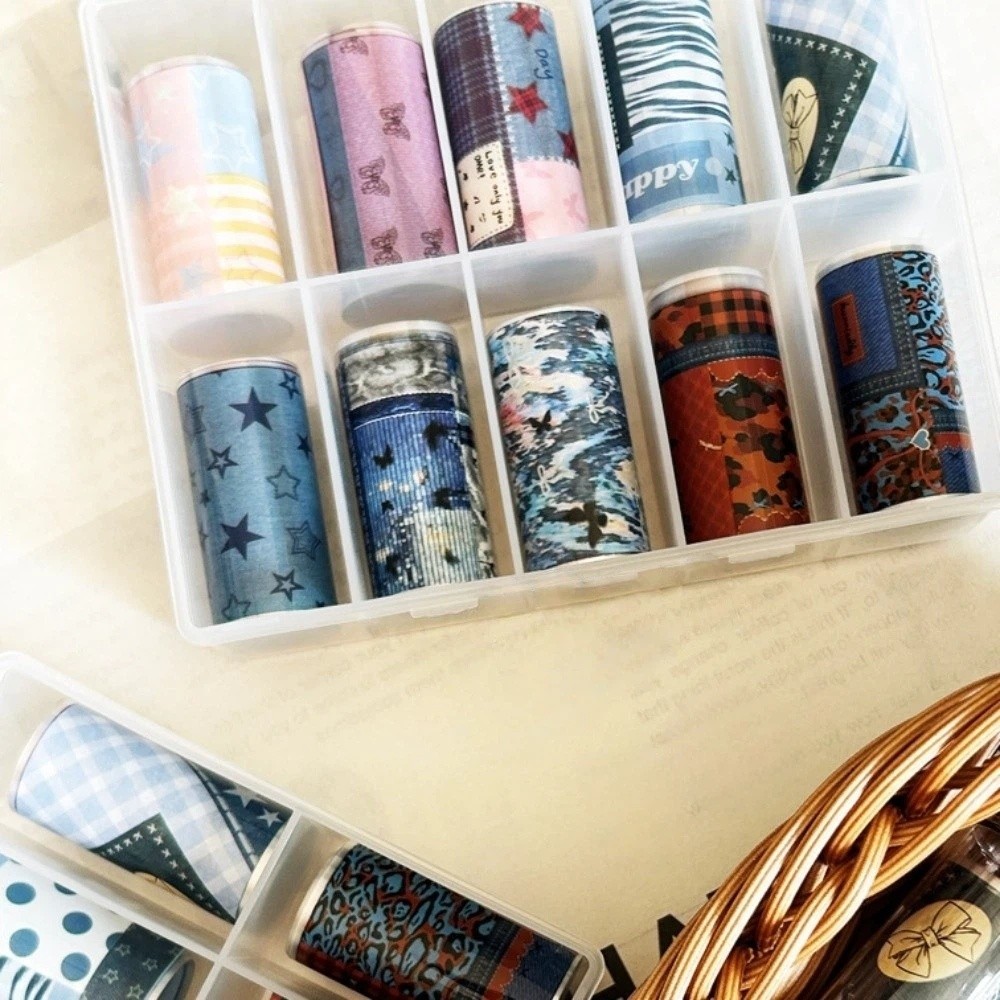 10 لفات من ورق نقل الأظافر الم - مراجعة Nail Art Denim وسعره