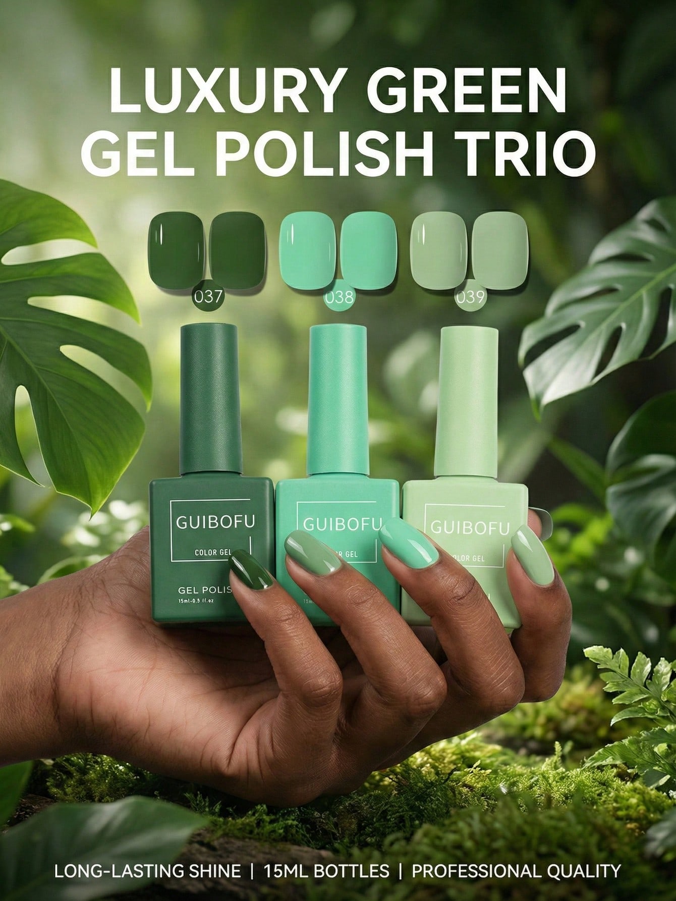 مجموعة من 3 قطع طلاء أظافر جل  - مراجعة Nail Art Emerald Green وسعره